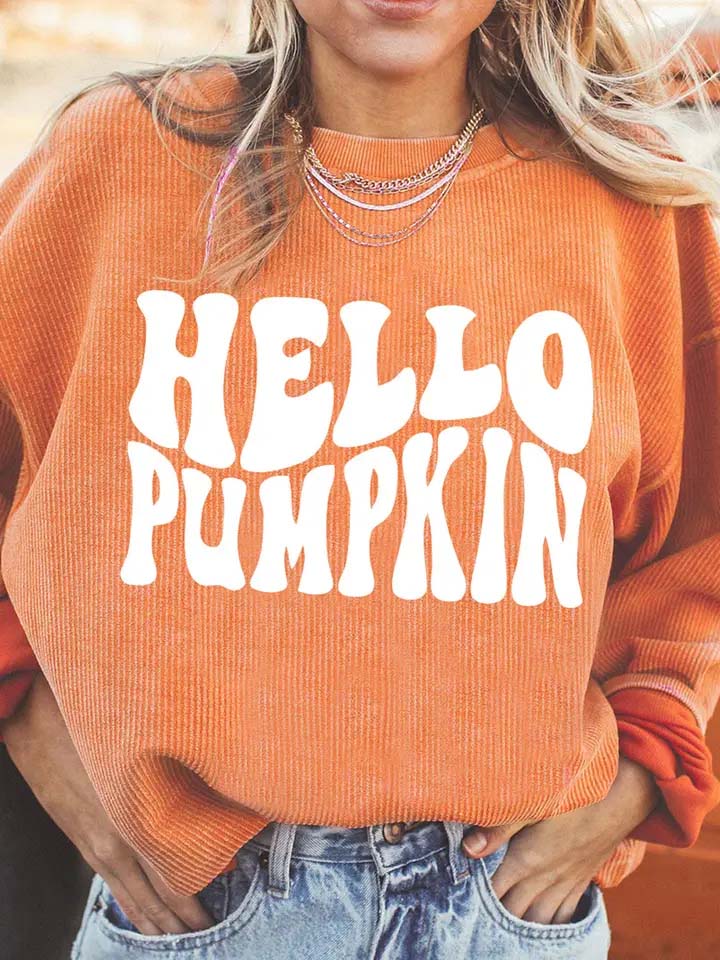 Hello Pumpkin Corded Sweatshirt